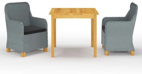 Set Mobili Da Pranzo Per Giardino 3 Pz Grigio Chiaro /