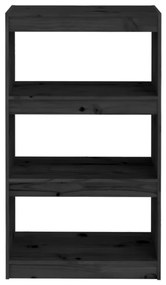 Libreria/divisorio nero 60x30x103,5cm in legno massello di pino