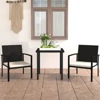 Set da Pranzo da Giardino 3 pz in Polyrattan Nero 3065705