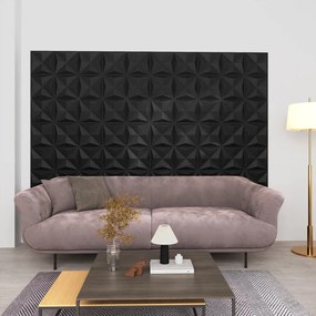 Pannelli Murali 3d 48 Pz 50x50 Cm Neri Origami 12 M² /