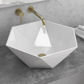 Lavabo da appoggio 45cm forma esagonale bianca | Litos-K45 - KAMALU