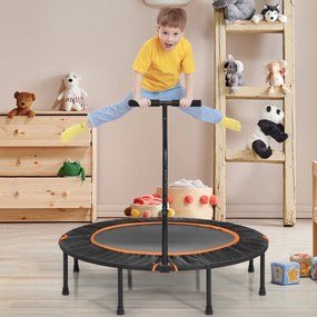 Costway Trampolino silenzioso fitness per bambini e adulti con maniglia regolabile, Trampolino pieghevole 120cm Arancione
