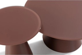Set di tavolini da salotto rotondi marroni con piano in vetro 2 pz ø 80 cm Vida – MOME