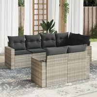 Set Divani da Giardino 7pz con Cuscini Grigio Chiaro Polyrattan 3219202