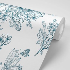 Carta da parati autoadesiva – Bouquet disegnato di fiori