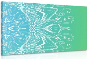 Quadro su tela – Mandala bianco su sfondo verde acqua