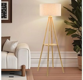 Brilagi - Lampada da terra NORDIC WAVE 1xE27/15W/230V legno di hevea/lino