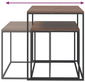 Set di tavolini 2 pz in legno multistrato e metallo