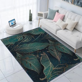 Tappeto color petrolio lavabile 80x150 cm Midnight Jungle – Mila Home