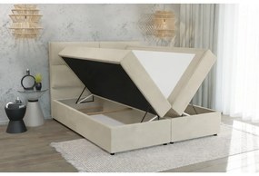 Letto matrimoniale imbottito beige con spazio contenitivo e rete 160x200 cm Rico - Ropez