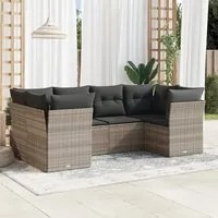 Set Divano da Giardino 6pz con Cuscini Grigio Chiaro Polyrattan 3249951