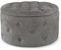 Pouf Contenitore Porta Scarpe 70x40 cm Ernestine in Tessuto Grigio