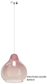 Sospensione bianco 1 luce vetro grande rubino 1191bi-sg-ru