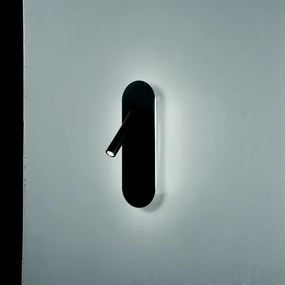 Applique LED 10 cm in metallo Nero retroilluminato con faretto orientabile PLATE
