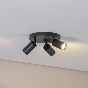 Argon Faretto da soffitto Sado nero acciaio regolabile a 3 luci rotondo