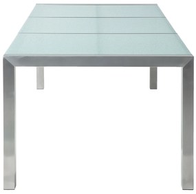 Tavolo da pranzo acciaio e vetro argento 220 x 100 cm GROSSETO Beliani