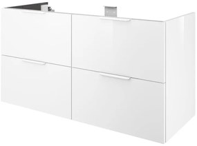 Mobile da bagno sospeso sotto lavabo L 120 x H 64 x P 48 cm bianco laccato lucido, 4 cassetti SENSEA Neo