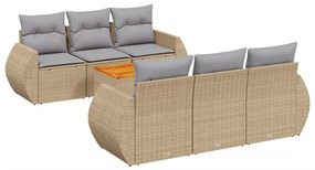 Set divani da giardino 7 pz con cuscini beige in polyrattan