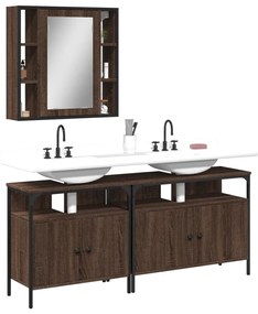 Set Mobili Da Bagno 3 Pz Rovere Marrone İn Legno Multistrato /