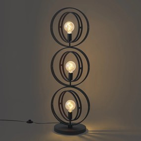 Lampada da terra moderna nera a 3 luci - Indu