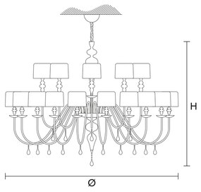 Lampadario Contemporaneo Eva In Plastica Rosso Alluminio 30 Luci