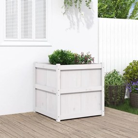 Fioriera Da Giardino Bianca 70x70x70 Cm Legno Massello Di Pino /