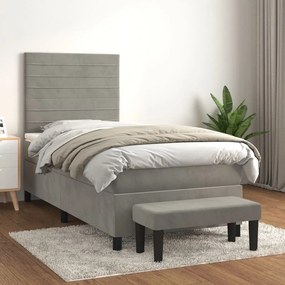 Giroletto A Molle Con Materasso Grigio Chiaro 100x200cm Velluto /