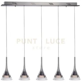 Sospensione lineare 5 pendenti gioiello md15003012-5b cromo