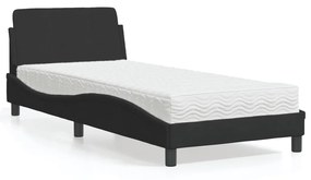 Letto con materasso nero 90x200 cm in velluto