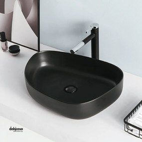 Lavabo D'Appoggio Asimmetrico "Break The Rules" Da 54,7x39,5 Cm Nero Opaco