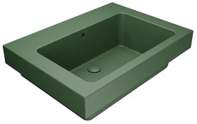 Lavabo da incasso con bordo a vista rettangolare vasca centrale Alaqua L 70 x H 25 x P 21 cm in ceramica verde bamboo matt