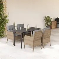 Set da Pranzo da Giardino 5 pz con Cuscini Beige in Polyrattancod mxl 111928