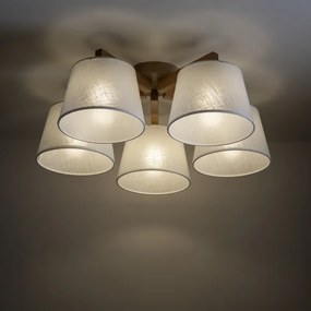 Brilagi - Lampadario a montaggio superficiale LATTE SABIA 5xE27/15W/230V pino/bianco