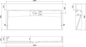 Mexen Ava lavabo da appoggio in conglomerato B/O 100 x 46 cm, bianco - 23011000