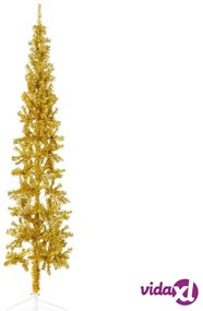 vidaXL Albero Natale Artificiale Sottile a Metà con Supporto Oro 240cm