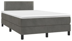 Letto a molle con materasso e led grigio scuro 120x200 cm