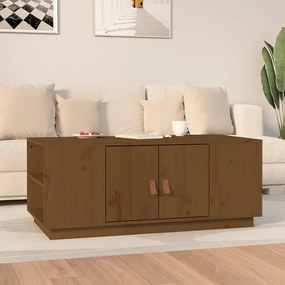 Tavolino Da Salotto Ambra 100x50x41cm İn Legno Massello Di Pino /