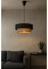 Lampada a sospensione con cavo BORHO 1xE27/60W/230V nero/iuta