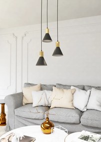 Lampada a sospensione in acciaio ROSA 3 nero/bianco e oro 3xE14