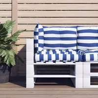 Cuscini per Pallet 3 pz Strisce Blu e Bianche Tessuto Oxford 360871