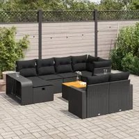 Set Divani da Giardino 11 pz con Cuscini in Polyrattan Nero 3326079