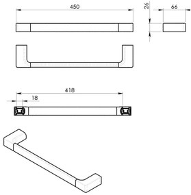 Gedy - Appendiabiti da parete PIRENEI 6,6x45 cm cromo lucido