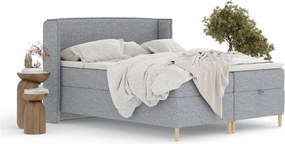 Letto boxspring grigio con spazio contenitivo 200x200 cm Monpelli - Maison de Rêve