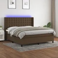 Letto a Molle Materasso e LED MarroneScuro 180x200cm in Tessuto cod mxl 41648