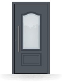 Portoncini in alluminio, grigio antracite RAL 7016, 1050 x 1950 mm, isolamento termico, Schüco, modello Perugia, configura individualmente