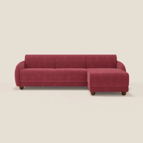 Giglio divano letto angolare con materasso alto 18 cm e penisola contenitore in morbido bouclé impermeabile T07 rosso