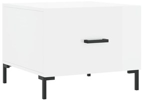 Tavolino da salotto bianco lucido 50x50x40 cm legno multistrato