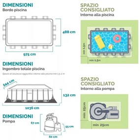 Intex XTR Ultra Frame Piscina Rettangolare 975x488x132 Con Pompa A Sabbia 26374NP
