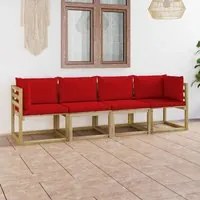 Divano da Giardino 4 Posti con Cuscini Rosso cod mxl 39963