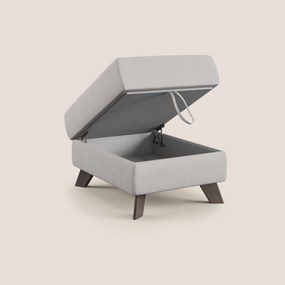 Moon Pouf contenitore e piedini alti in microfibra impermeabile T11 grigio chiaro